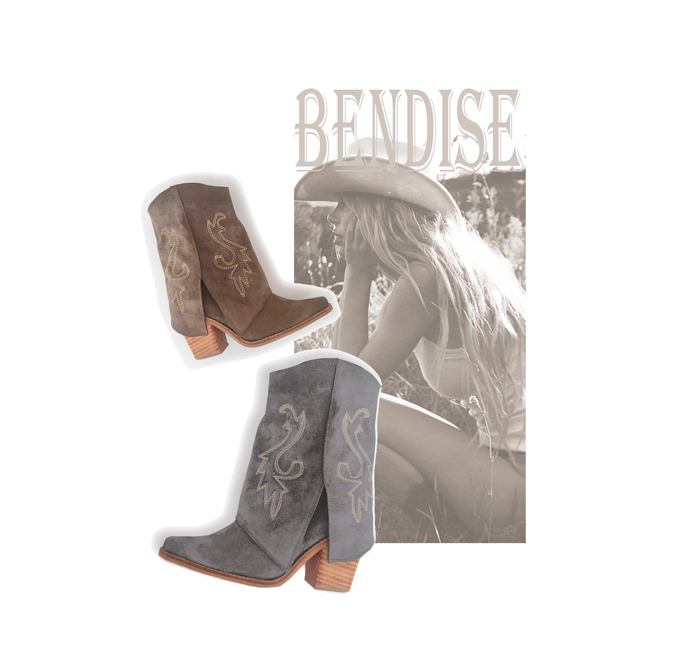 Botines de Cuero Tex con Flecos Reno Marfil - Main Image