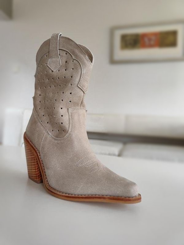 Botines Caña Perforada - Reno Marfil