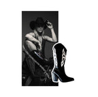 Botas Mariposa Cuero Negro - Aplicación en Cuero Blanco