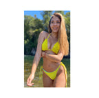 Conjunto Bikini Amarillo Flúor Mil Vuelitos + Tanga