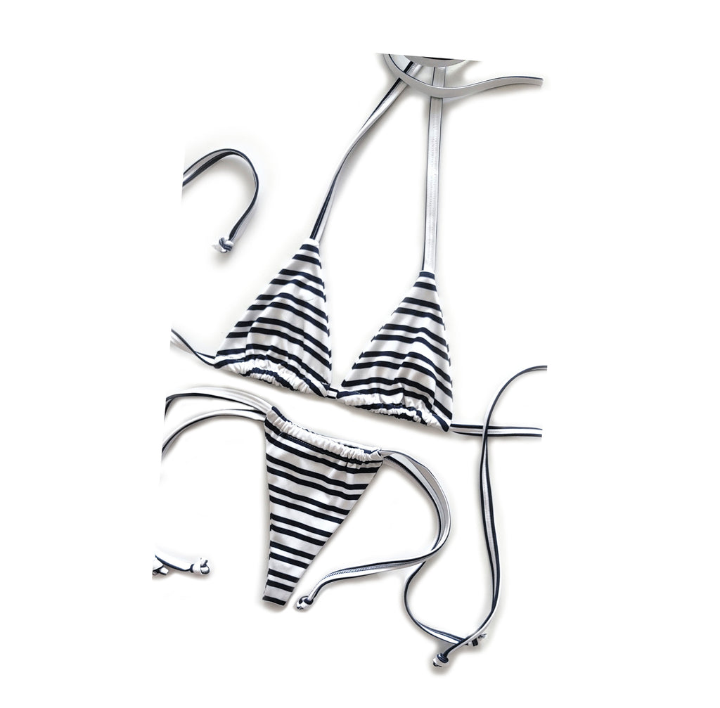 Nuevo! Bikini conjunto franjas Negras ajustable