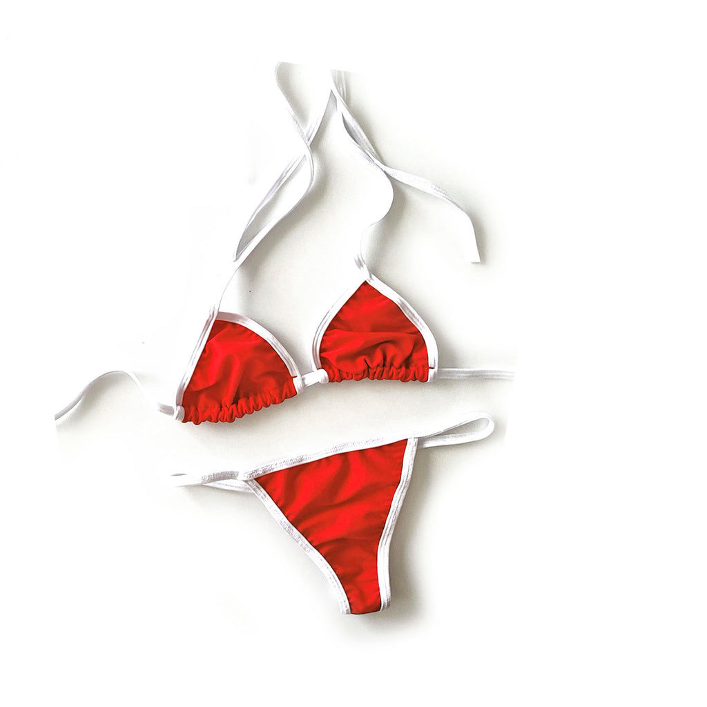 Bikini conjunto Bicolor Rojo con Blanco
