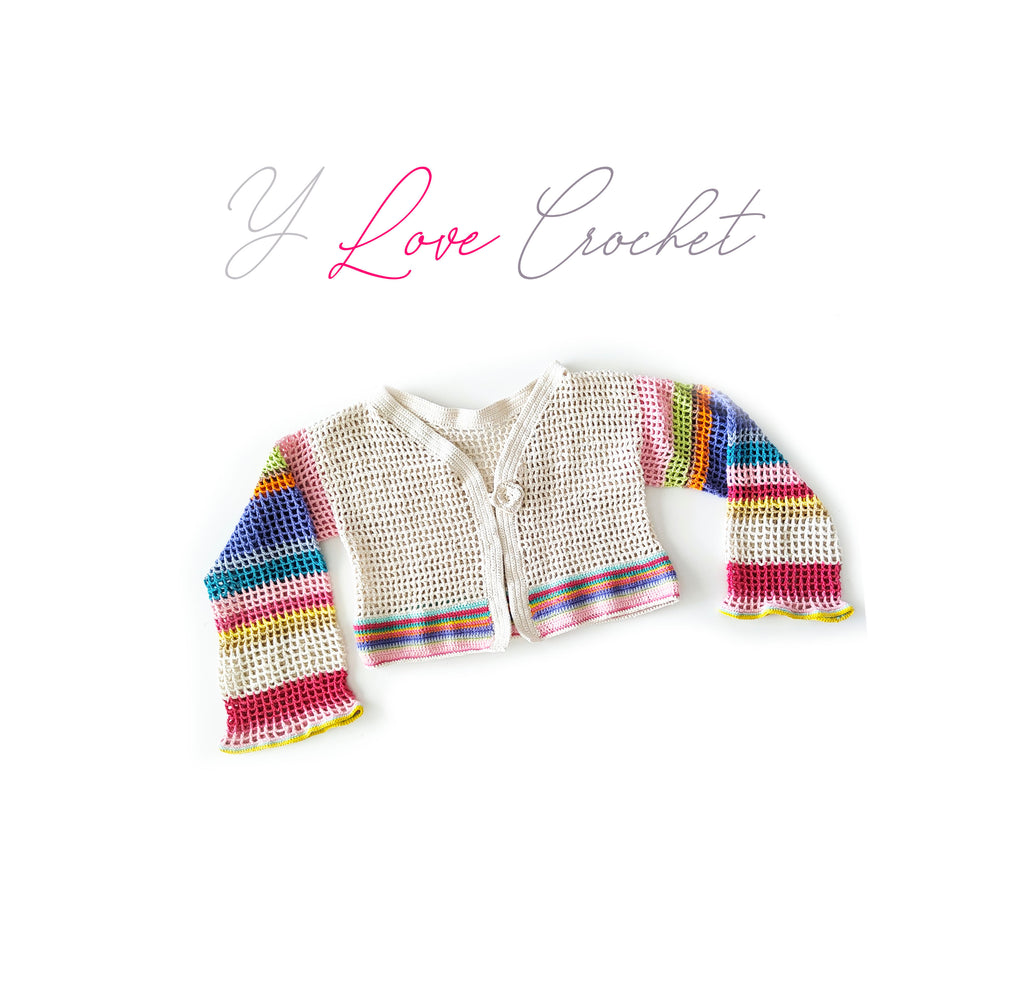 Chaleco Crochet Manga Larga Aplicación Arco Iris