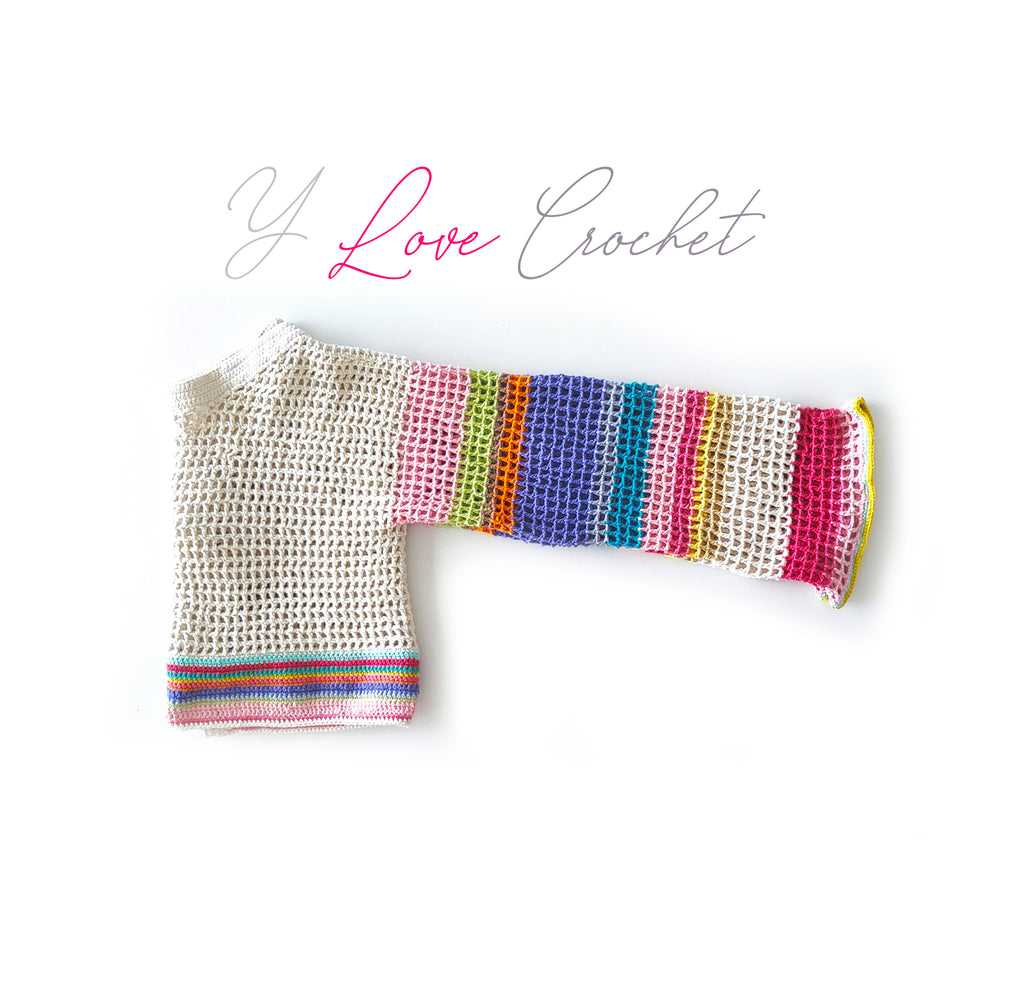 Chaleco Crochet Manga Larga Aplicación Arco Iris