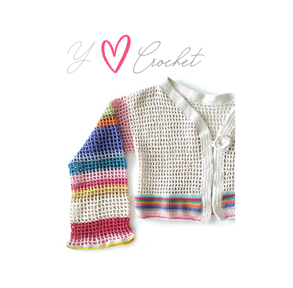 Chaleco Crochet Manga Larga Aplicación Arco Iris