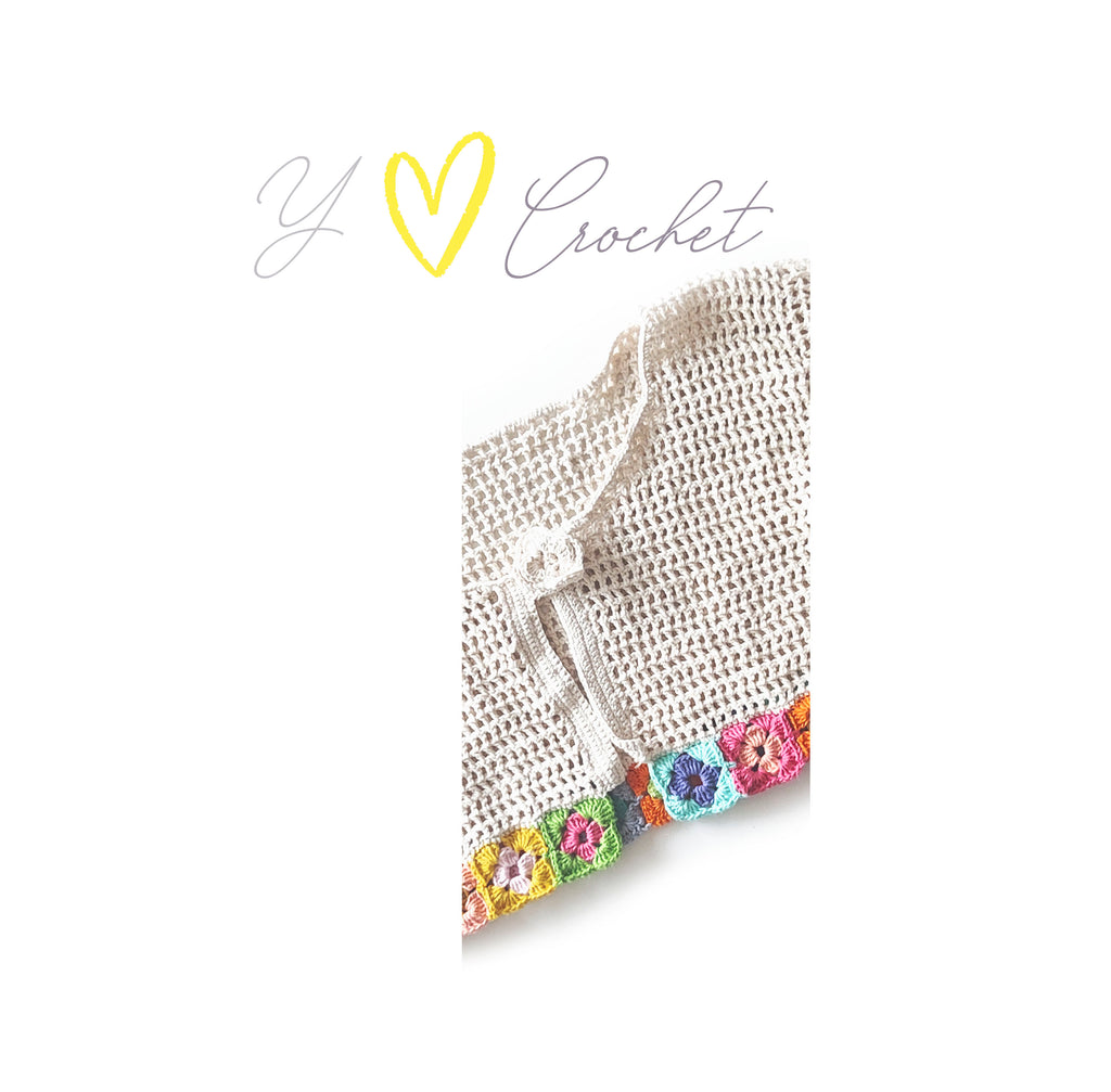 Chaleco Crochet Manga Larga Aplicación Flores