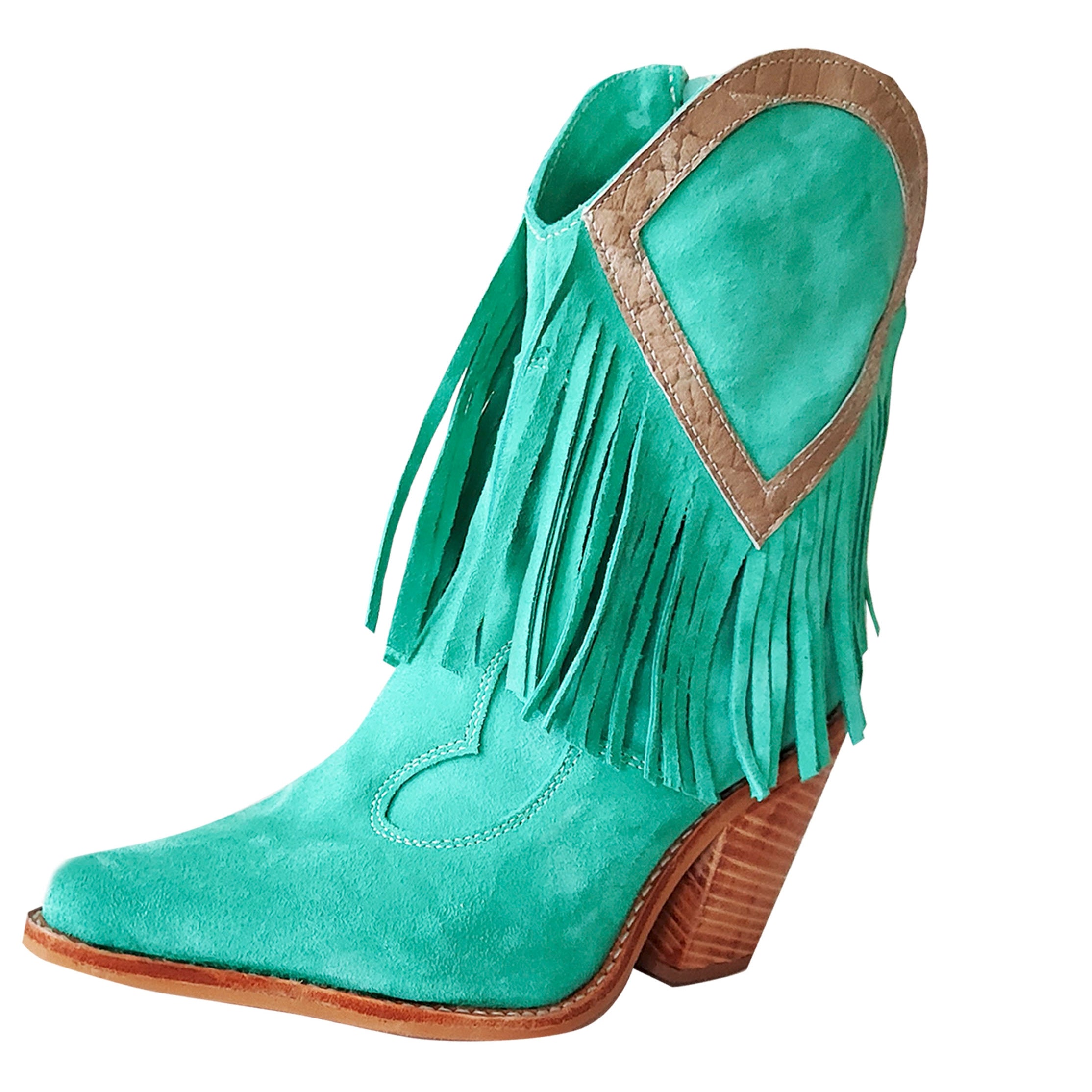 Botines Andes | Reno Verde Turquesa - Flecos