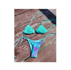 Bikini Conjunto Mil Vuelitos + Tanga Turquesa reversible