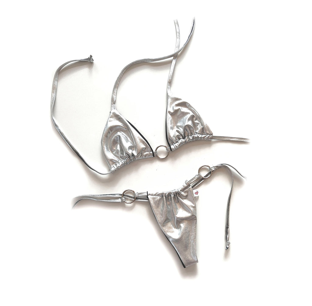 Bikini Conjunto Plata con Argollas