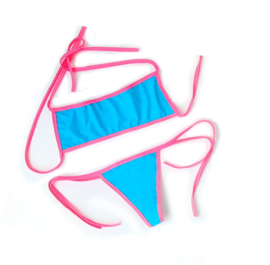 Bikini conjunto Bicolor Calipso con Rosa Flúor