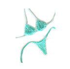 Bikini Conjunto Verde Turquesa Mil Vuelitos + Tanga Cuadrillé reversible