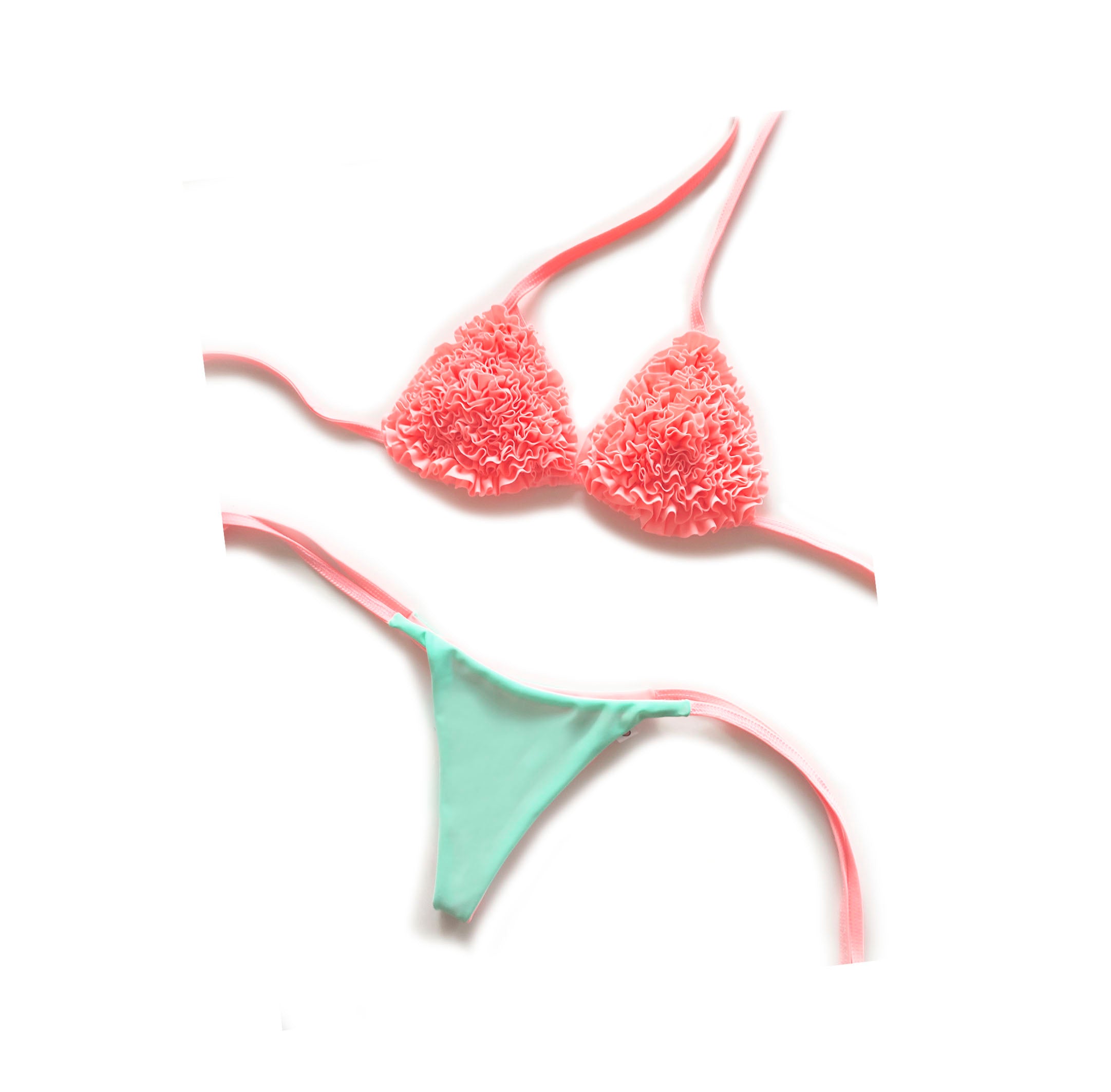 Bikini conjunto Coral Mil Vuelitos + Tanga reversible
