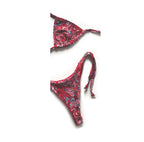 Nuevo! Bikini Conjunto Estampado Rojo Bandana Reversible