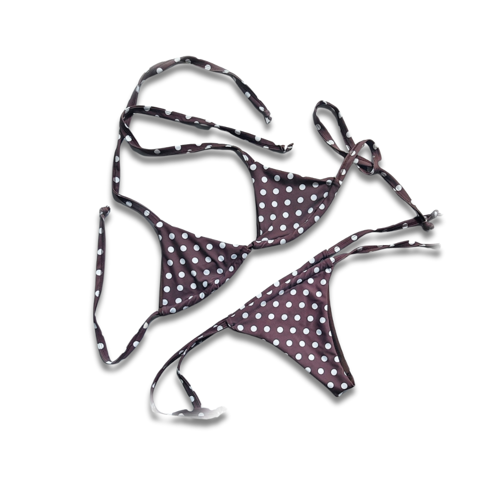 Nuevo! Bikini Conjunto Chocolate con Puntos Blancos