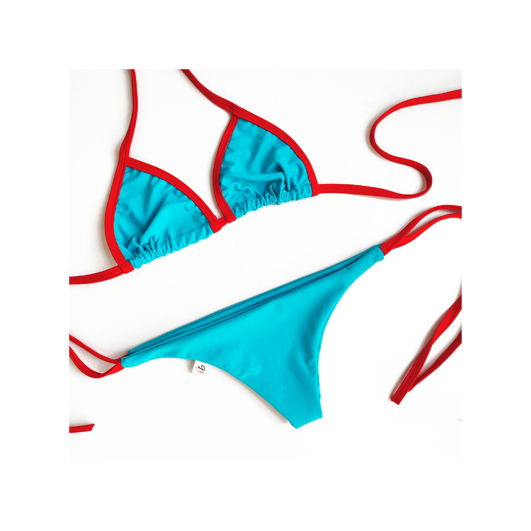 Bikini conjunto Bicolor Calipso con Rojo