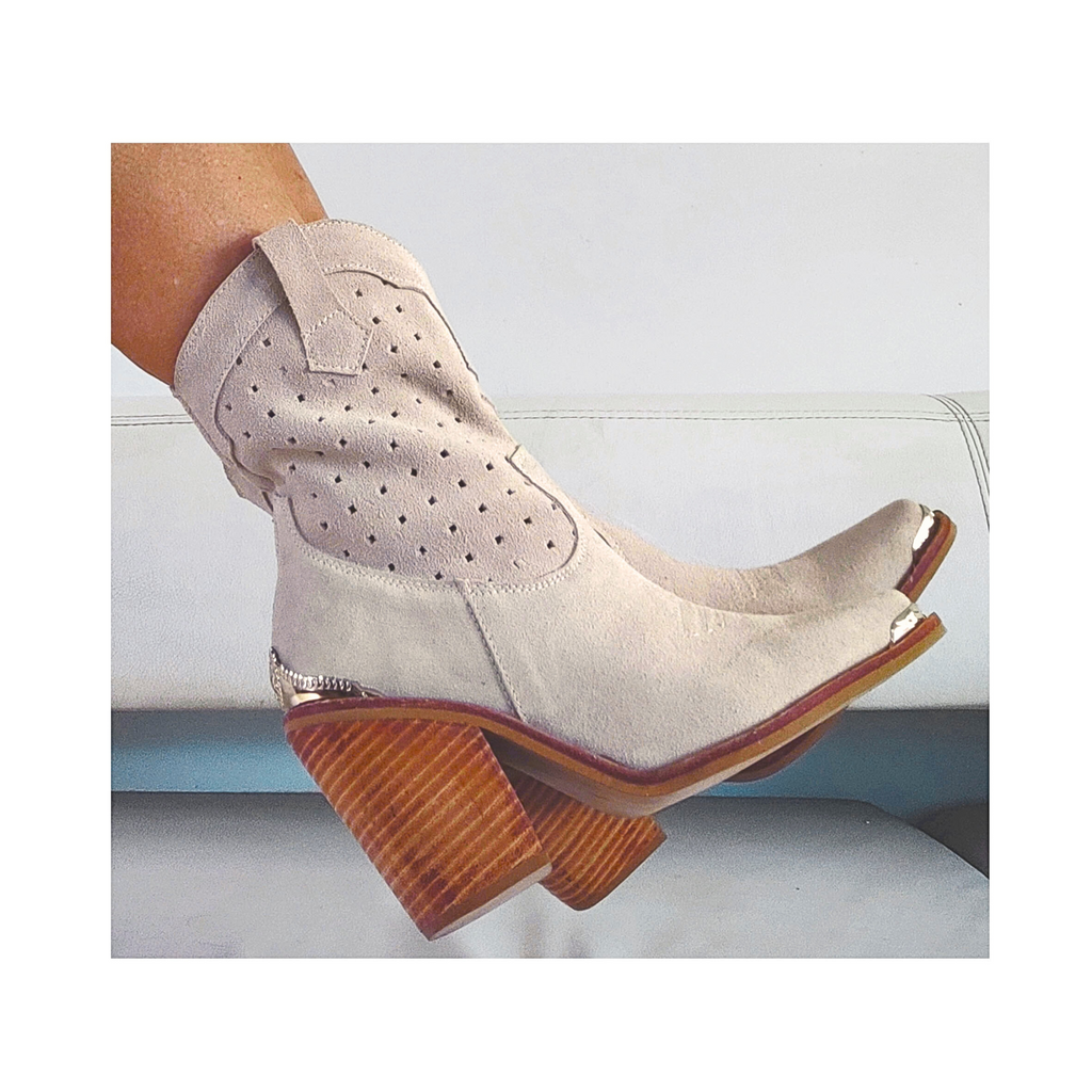 Botines Caña Perforada - Reno Marfil
