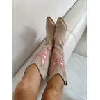 Botas Mariposa Reno Marfil - Aplicación Rosa Dorado