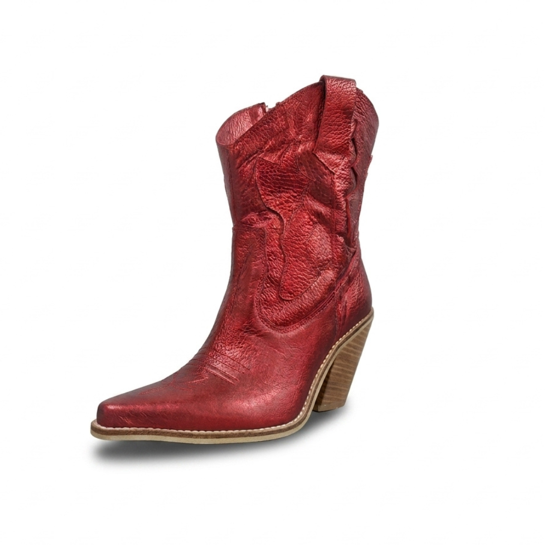 Botines Tex Clásico - Caña con Relieve Rojo Metálico