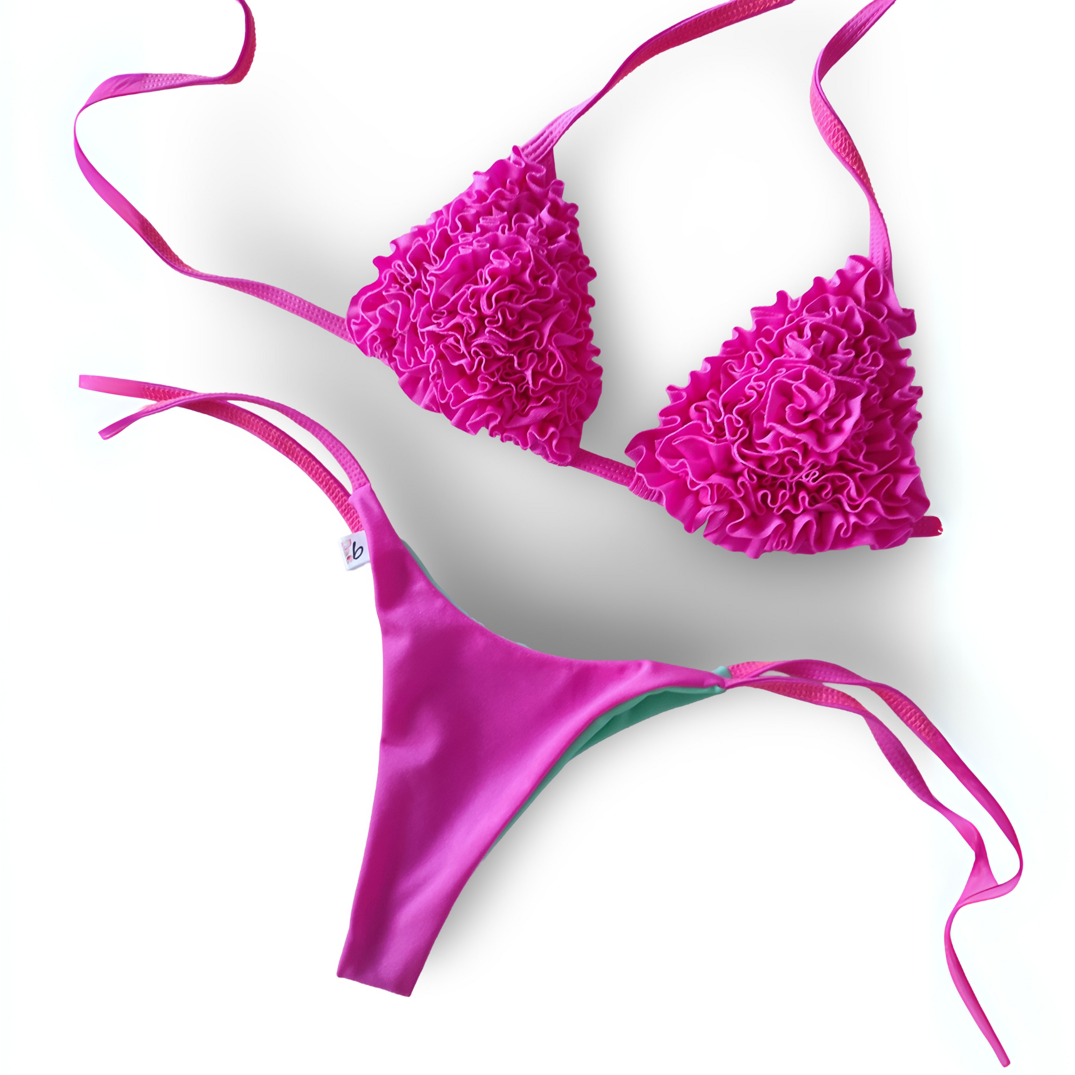 Bikini conjunto Fucsia Mil Vuelitos + Tanga reversible
