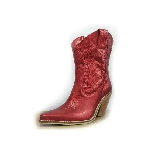 Botines Tex Clásico - Caña con Relieve Rojo Metálico