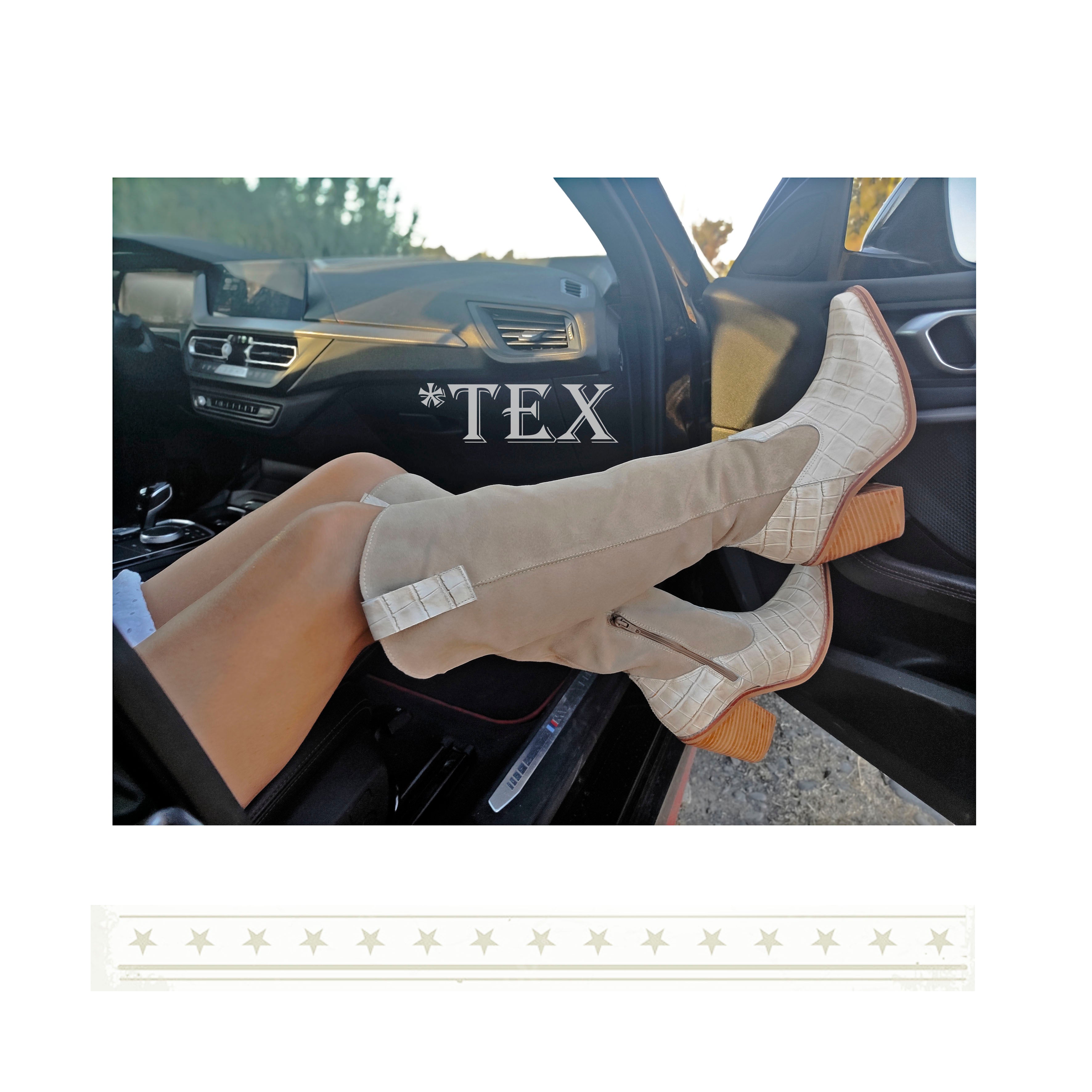 Botas | Cuero Texturado y Reno Crema