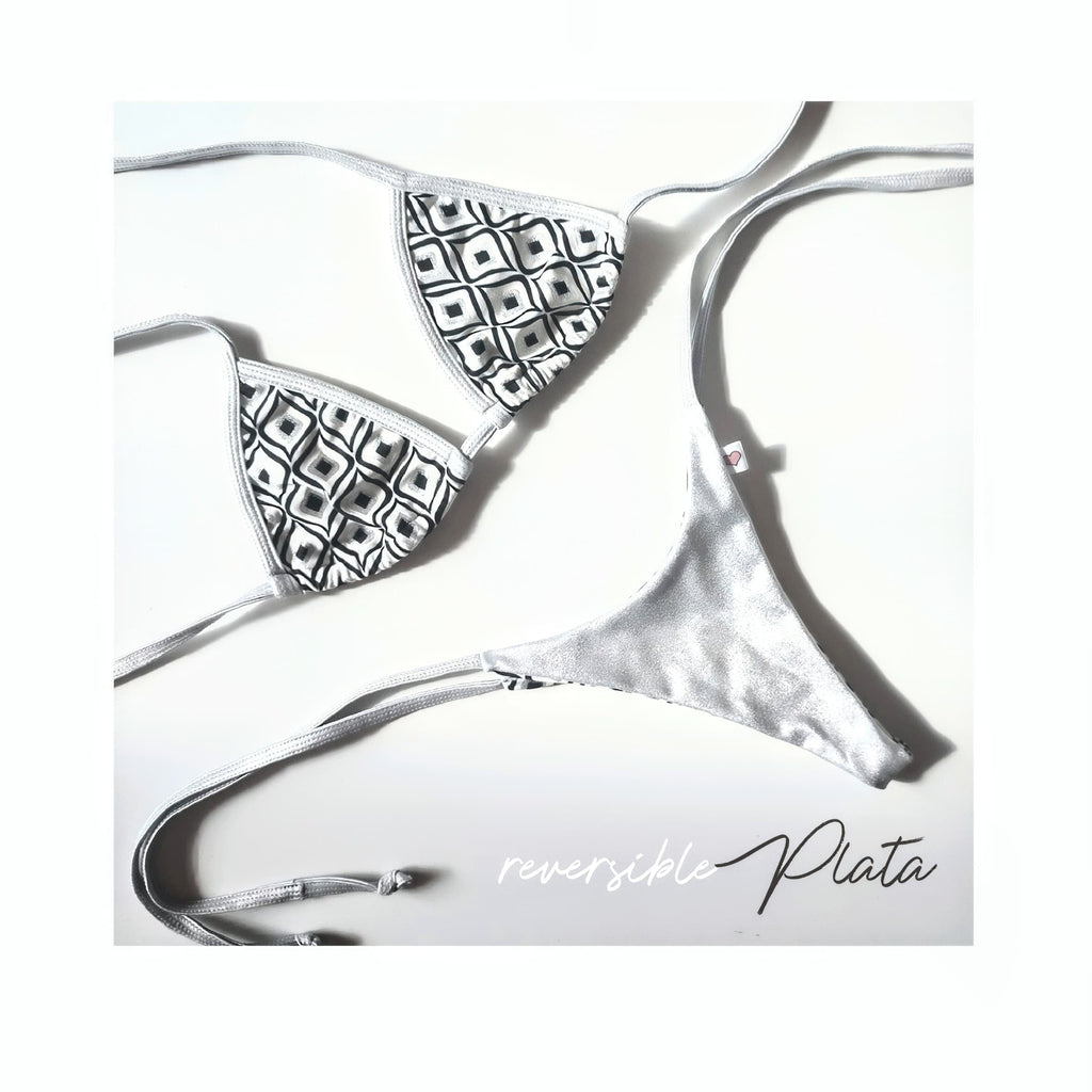 Bikini Conjunto Plata Reversible